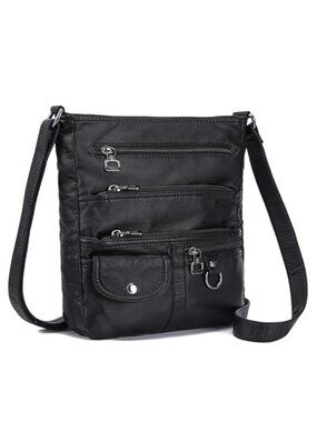 Womens Small Crossbody Bag Multi Pocket Leather Travel Shoulder Purse Handbag